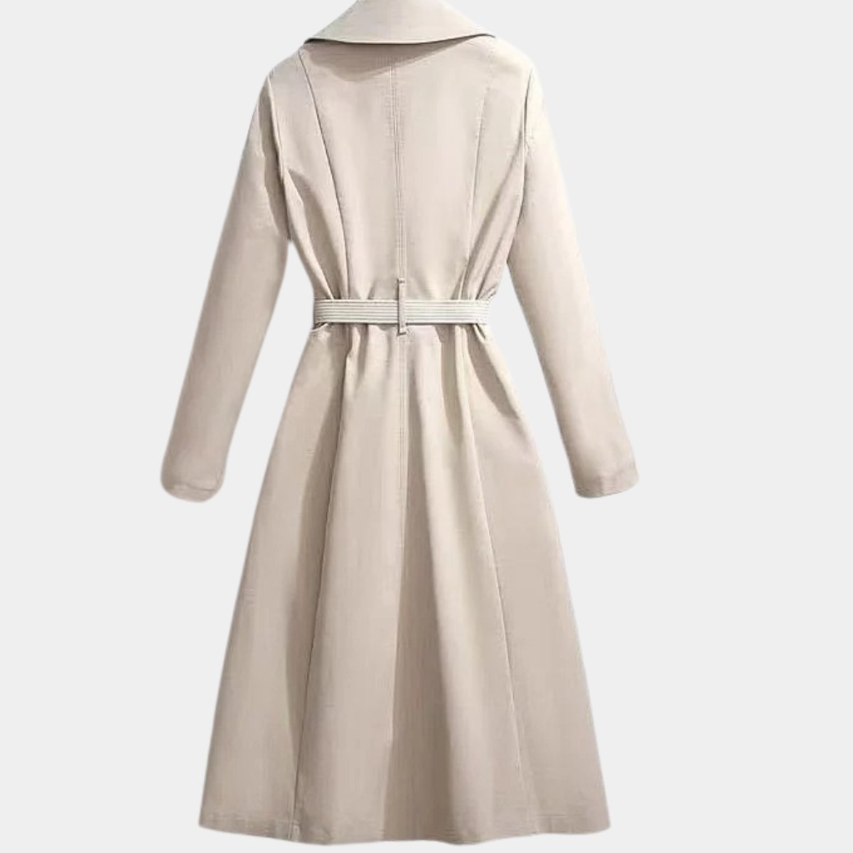 Belted Midi Coat with a Notch Collar and Flap Pockets 1