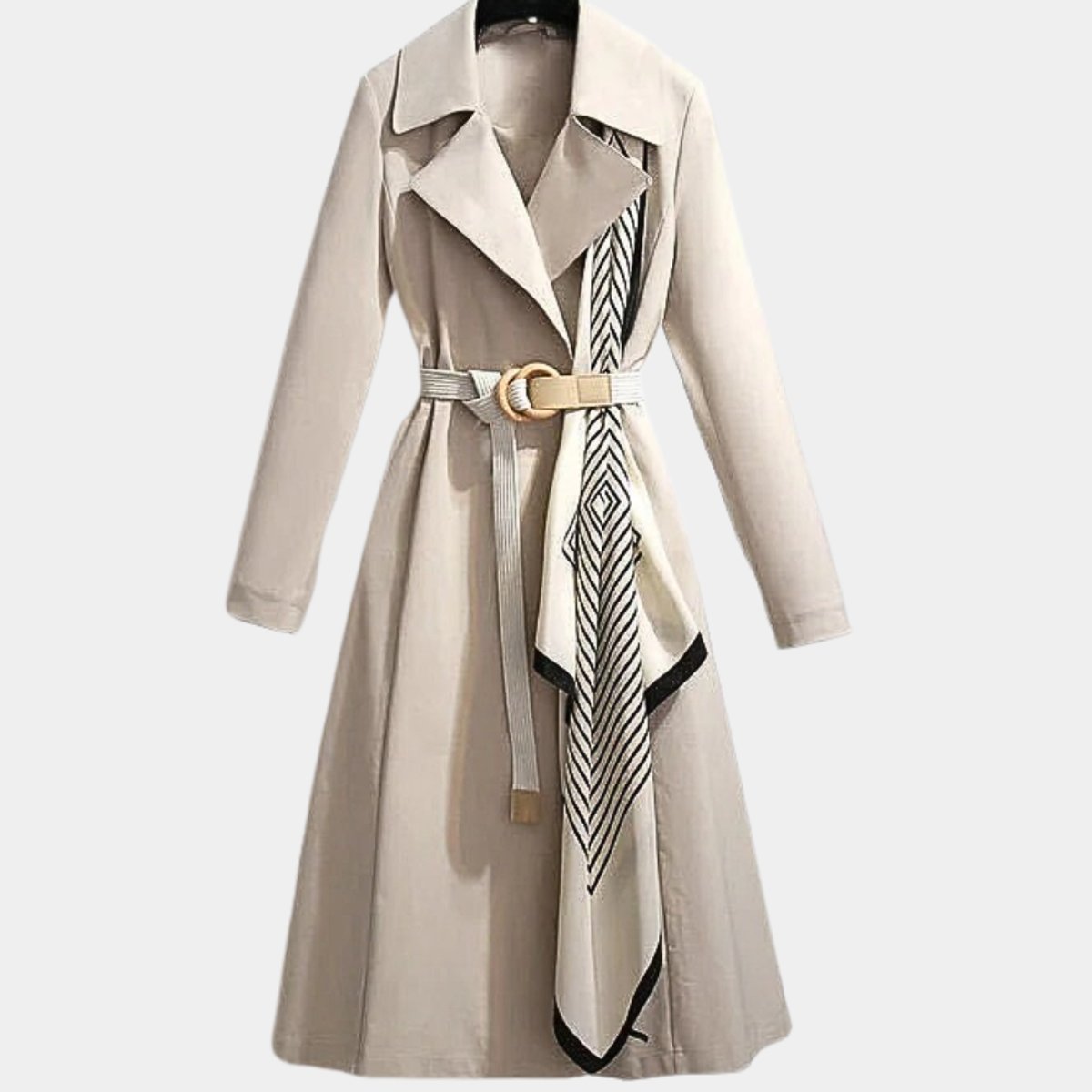Belted Midi Coat with a Notch Collar and Flap Pockets 3