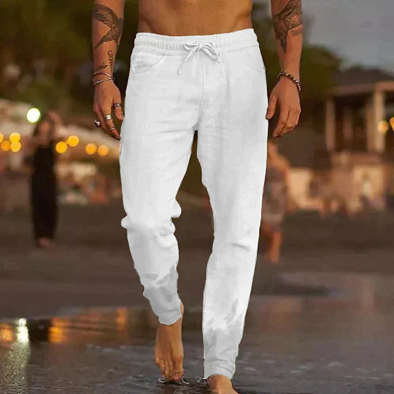 Caden Men's Linen Pants | Relaxed Fit, Elastic Waistband 4