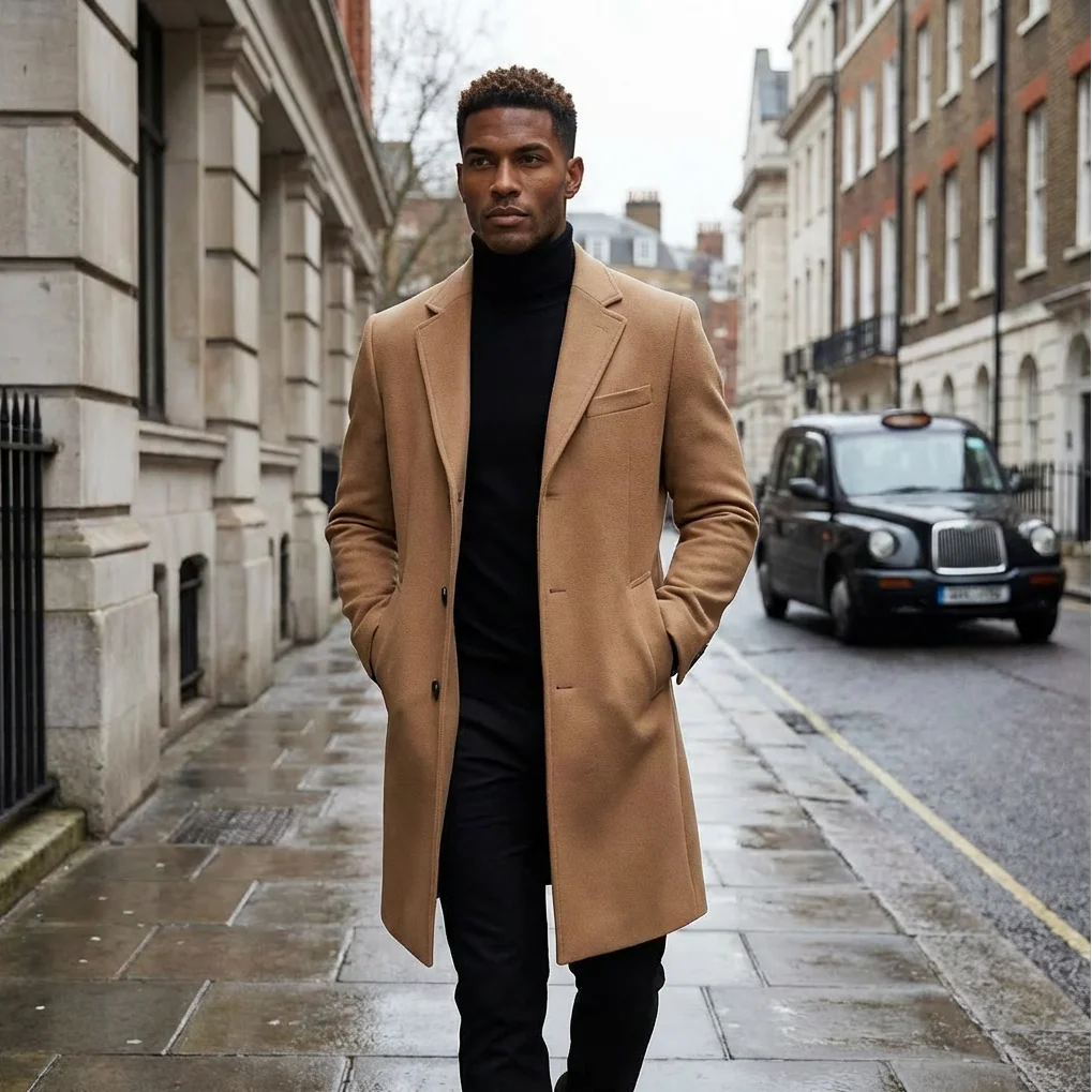 Caden Men's Overcoat | Slim-Fit Wool, Notched Lapel 4
