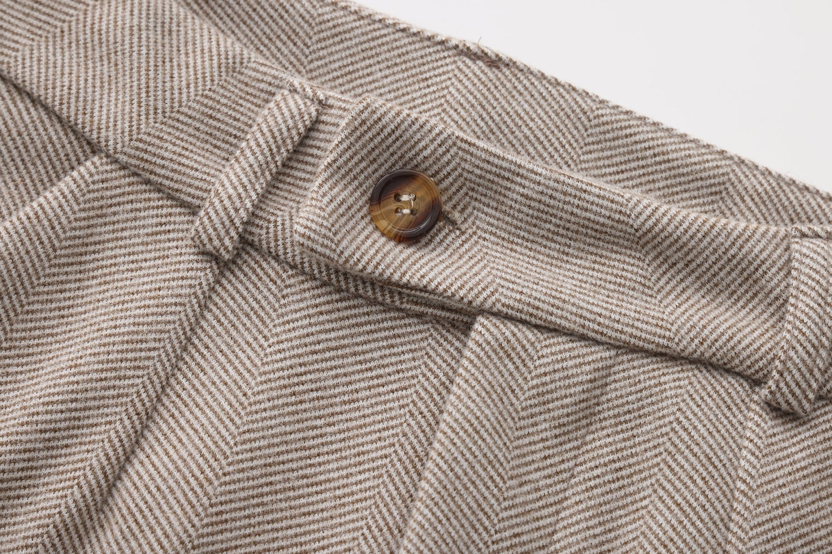 Caden Men's Trousers | Brushed Herringbone Fabric, Tapered Cut 2