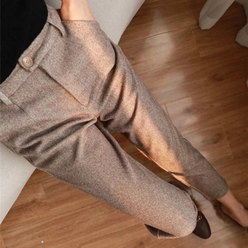 Caden Men's Trousers | Brushed Herringbone Fabric, Tapered Cut 5