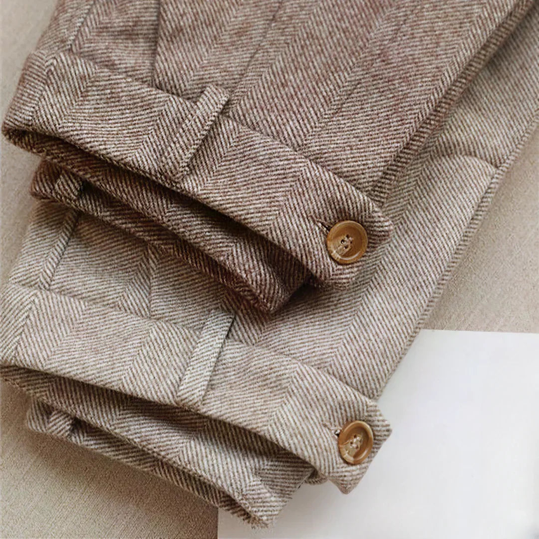 Caden Men's Trousers | Brushed Herringbone Fabric, Tapered Cut 7