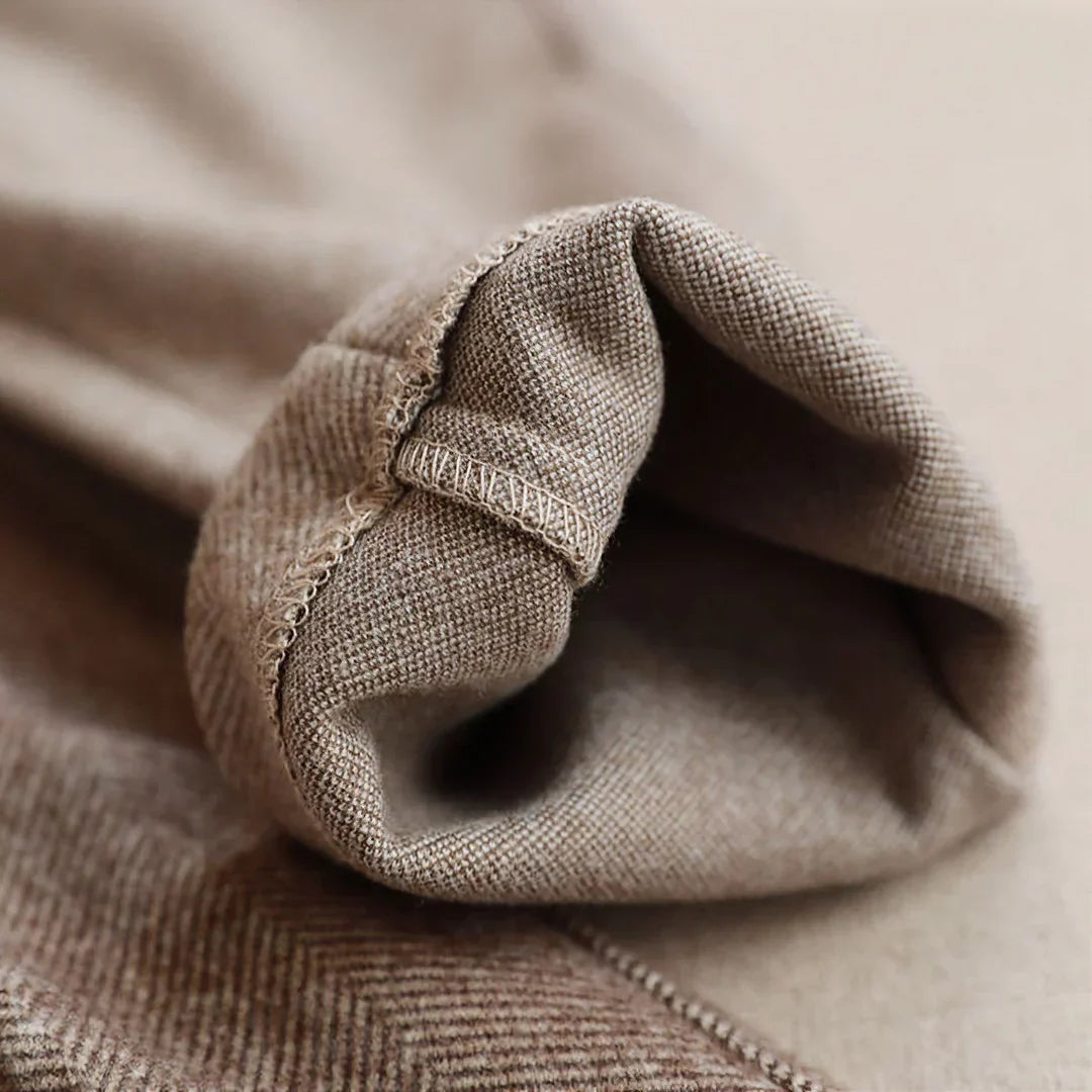 Caden Men's Trousers | Brushed Herringbone Fabric, Tapered Cut 8