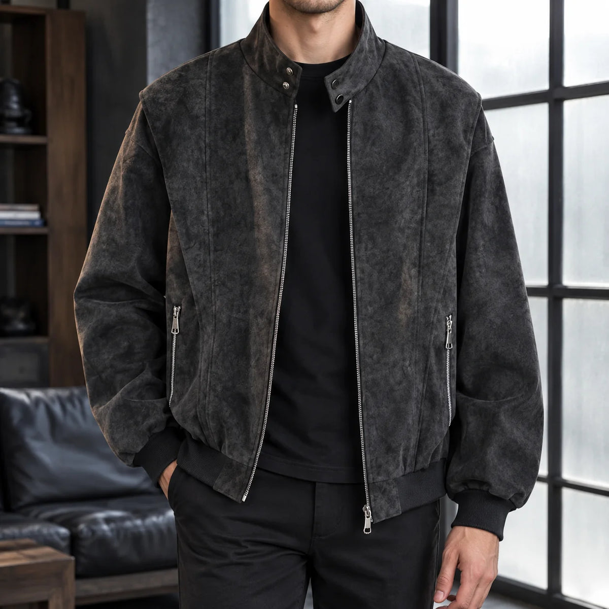 Dax Men's Jacket | Soft Woven Blend, Stand-Collar, Zip Front 0