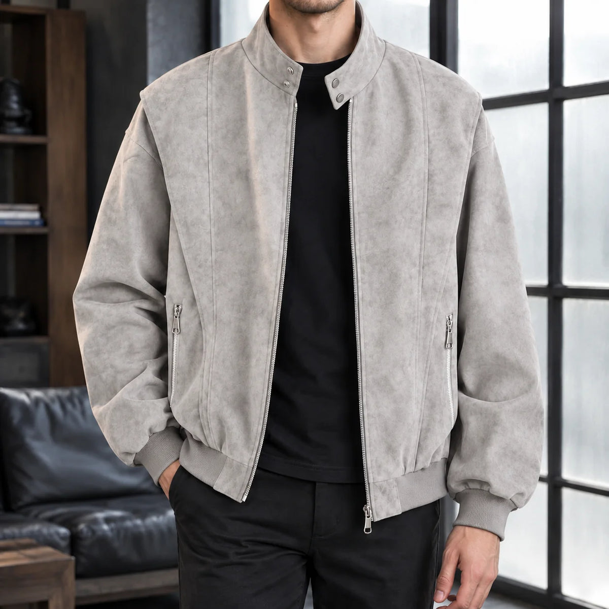 Dax Men's Jacket | Soft Woven Blend, Stand-Collar, Zip Front 2