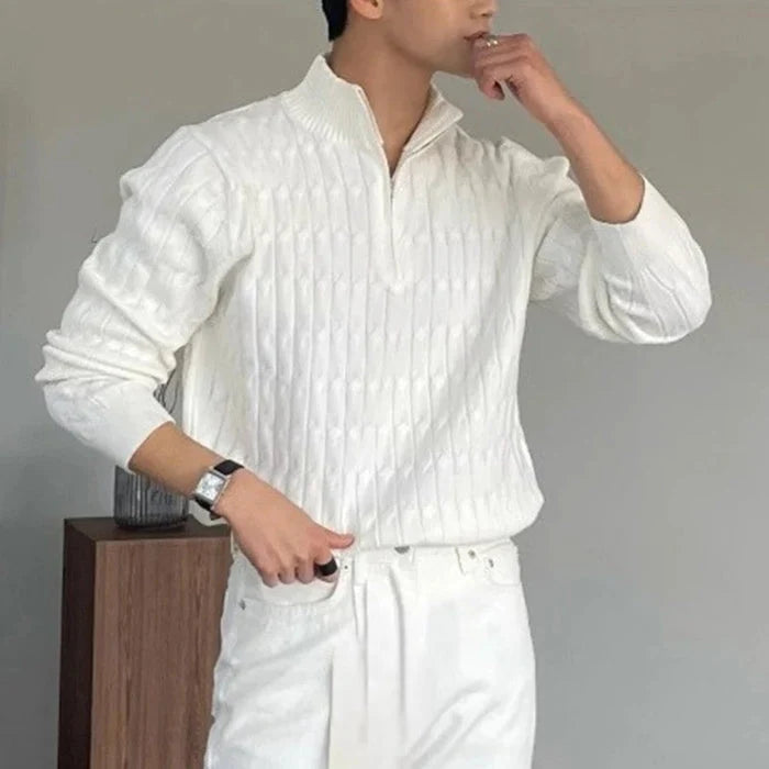 Galen Men's Half-Zip Sweater | Soft Cotton Cable Knit, Modern Classic 4