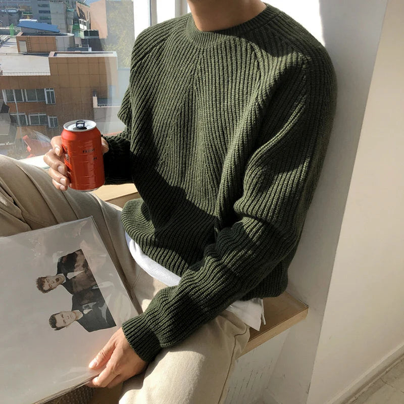 Galen Men's Sweater | Cotton Knit, Mock Neck, Relaxed Fit 0