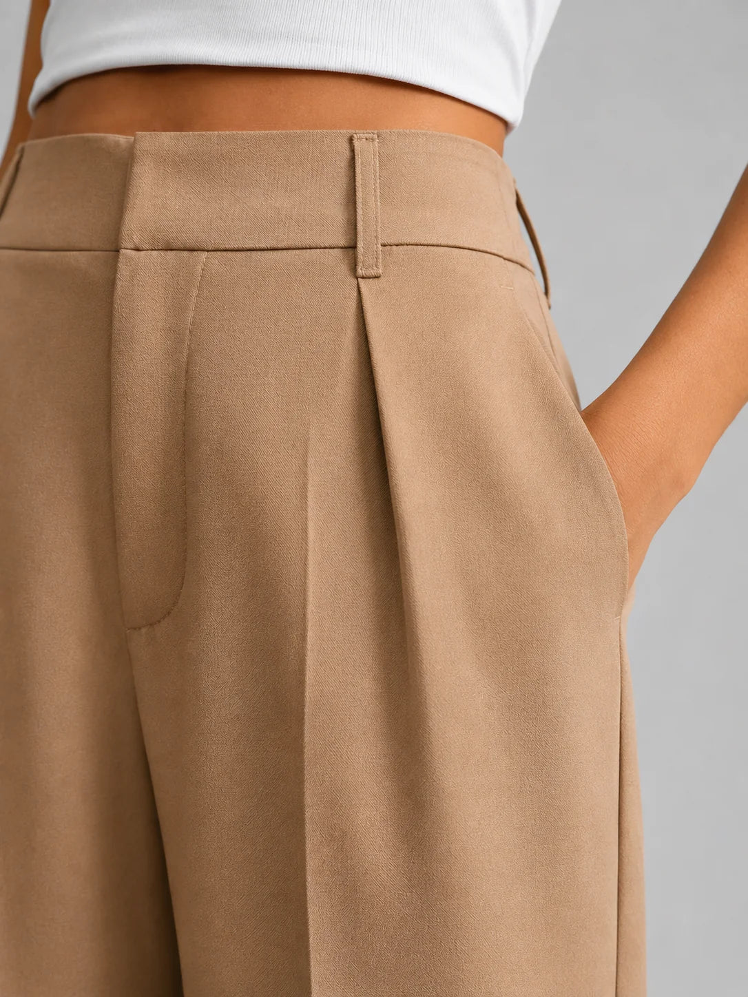 Tailored Wide Leg Trousers with a Flat Front and Belt Loops