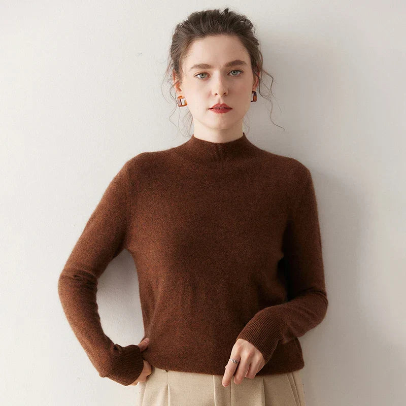 Brushed Knit Mock Neck Sweater with Dropped Shoulders