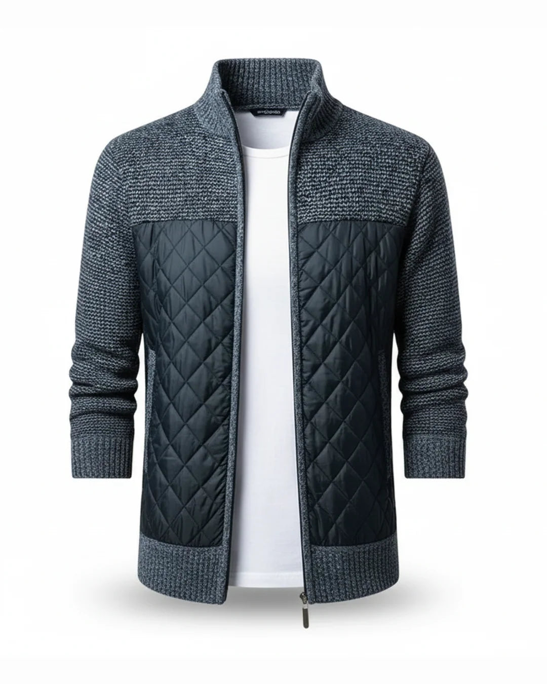 Maverick Men's Zip Jacket | Quilted Front Wool-Blend Sleeves 0