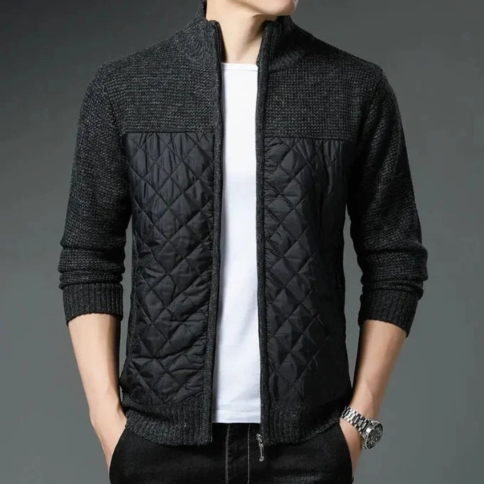 Maverick Men's Zip Jacket | Quilted Front Wool-Blend Sleeves 2