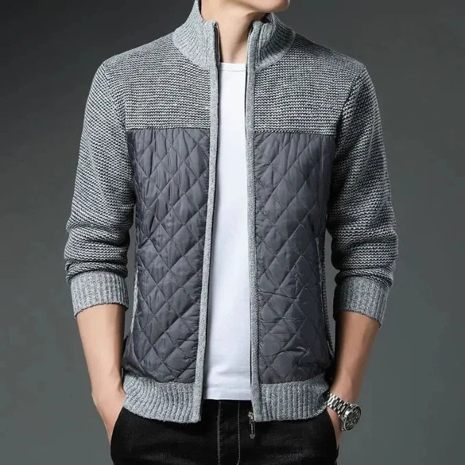 Maverick Men's Zip Jacket | Quilted Front Wool-Blend Sleeves 5
