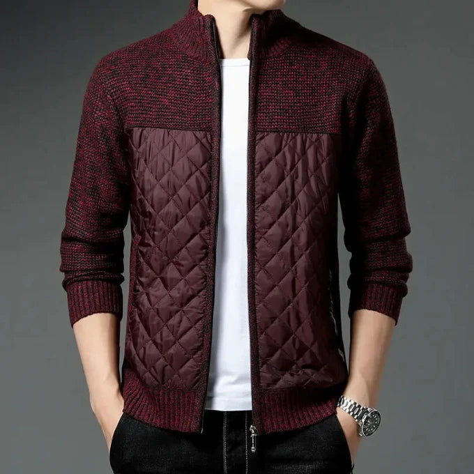Maverick Men's Zip Jacket | Quilted Front Wool-Blend Sleeves 7