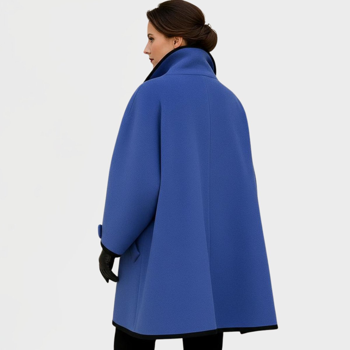 Oversized Coat with a Wide Notch Lapel and Contrast Trim 1