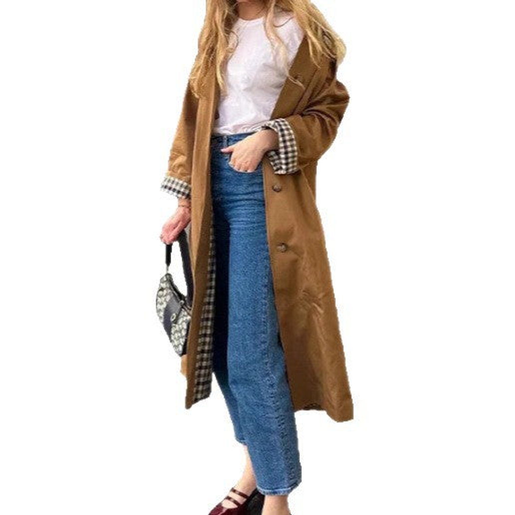 Oversized Long Trench Coat with a Notch Collar and Side Pockets 5