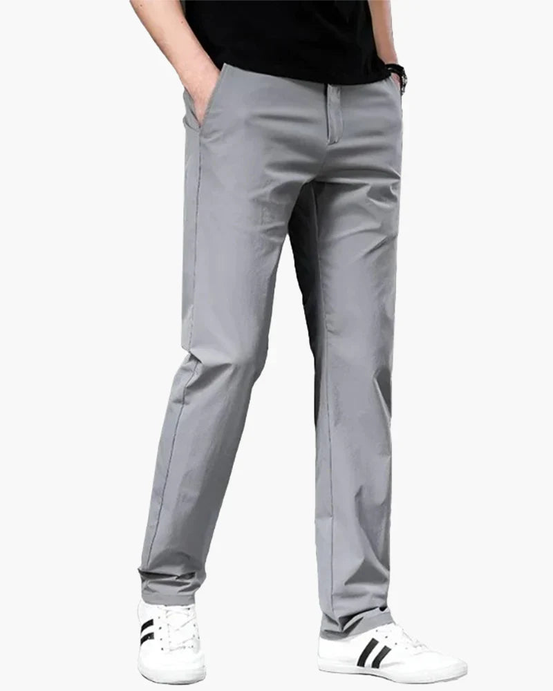 Paxon Men's Slim Chino Pants | Soft Cotton with Stretch Waist, Khaki 0