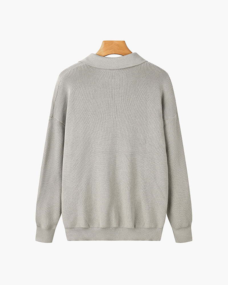 Rason Men's Half-Zip Polo Sweater | Textured Cotton, Relaxed Fit 2