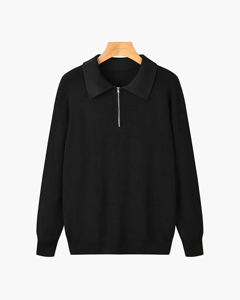 Rason Men's Half-Zip Polo Sweater | Textured Cotton, Relaxed Fit 8