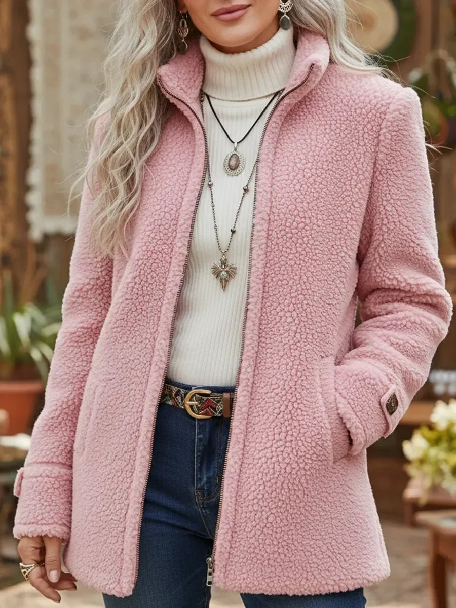 Relaxed Jacket with a Full Zip Front and a Stand Collar 0