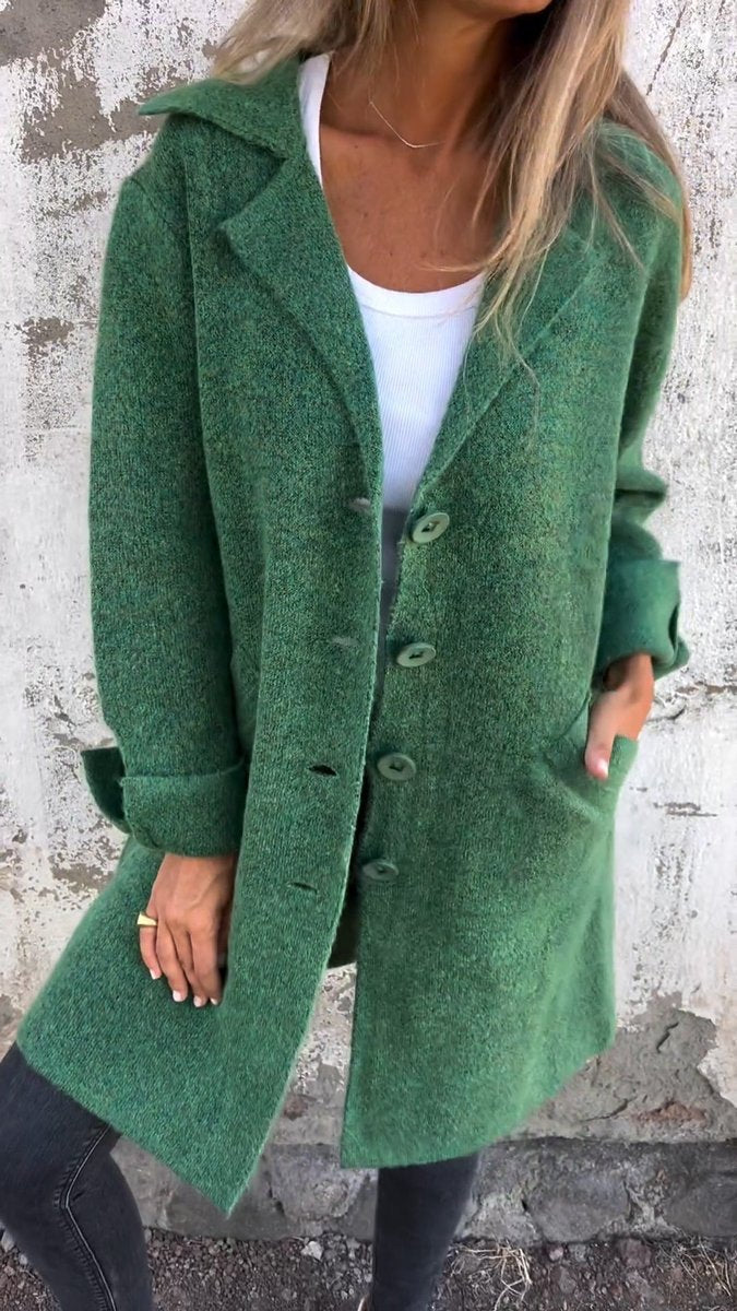 Relaxed Longline Coat with a Notch Collar and Button Front 0