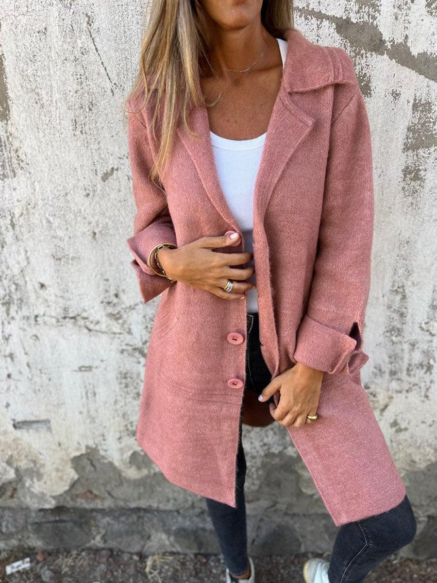 Relaxed Longline Coat with a Notch Collar and Button Front 2