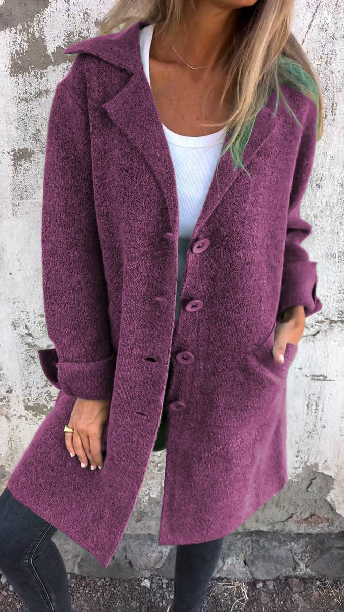 Relaxed Longline Coat with a Notch Collar and Button Front 6