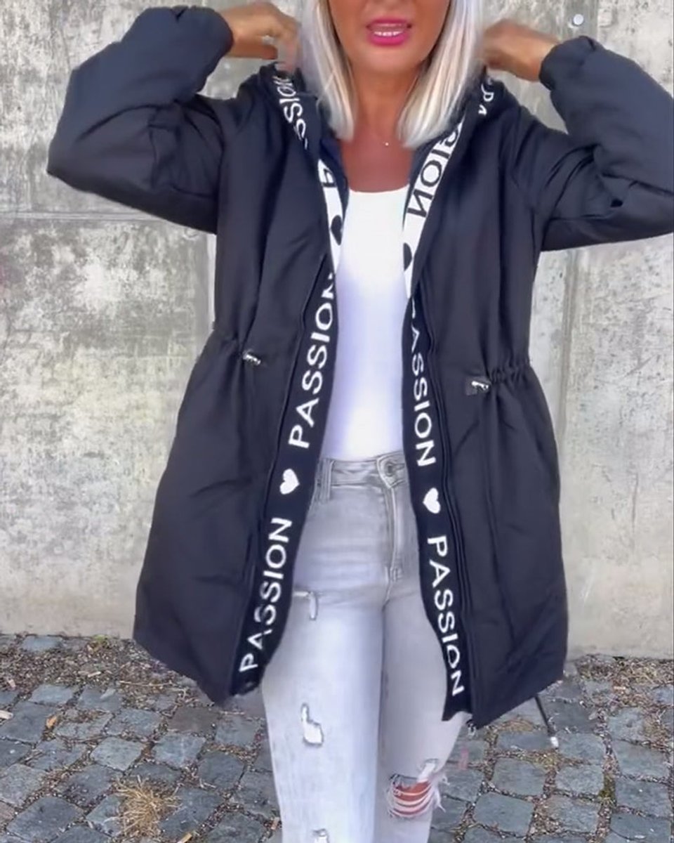 Relaxed Midi Parka Coat with a Hood and a Drawstring Waist 5