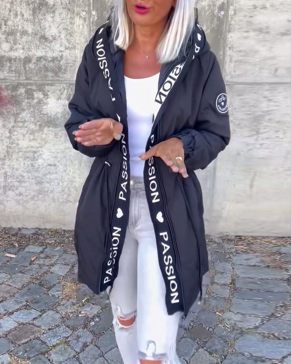 Relaxed Midi Parka Coat with a Hood and a Drawstring Waist 6