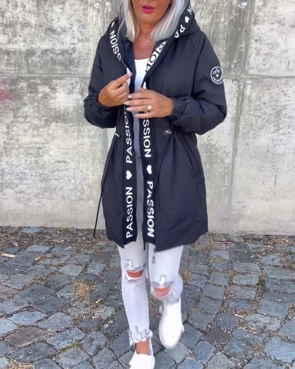Relaxed Midi Parka Coat with a Hood and a Drawstring Waist 8
