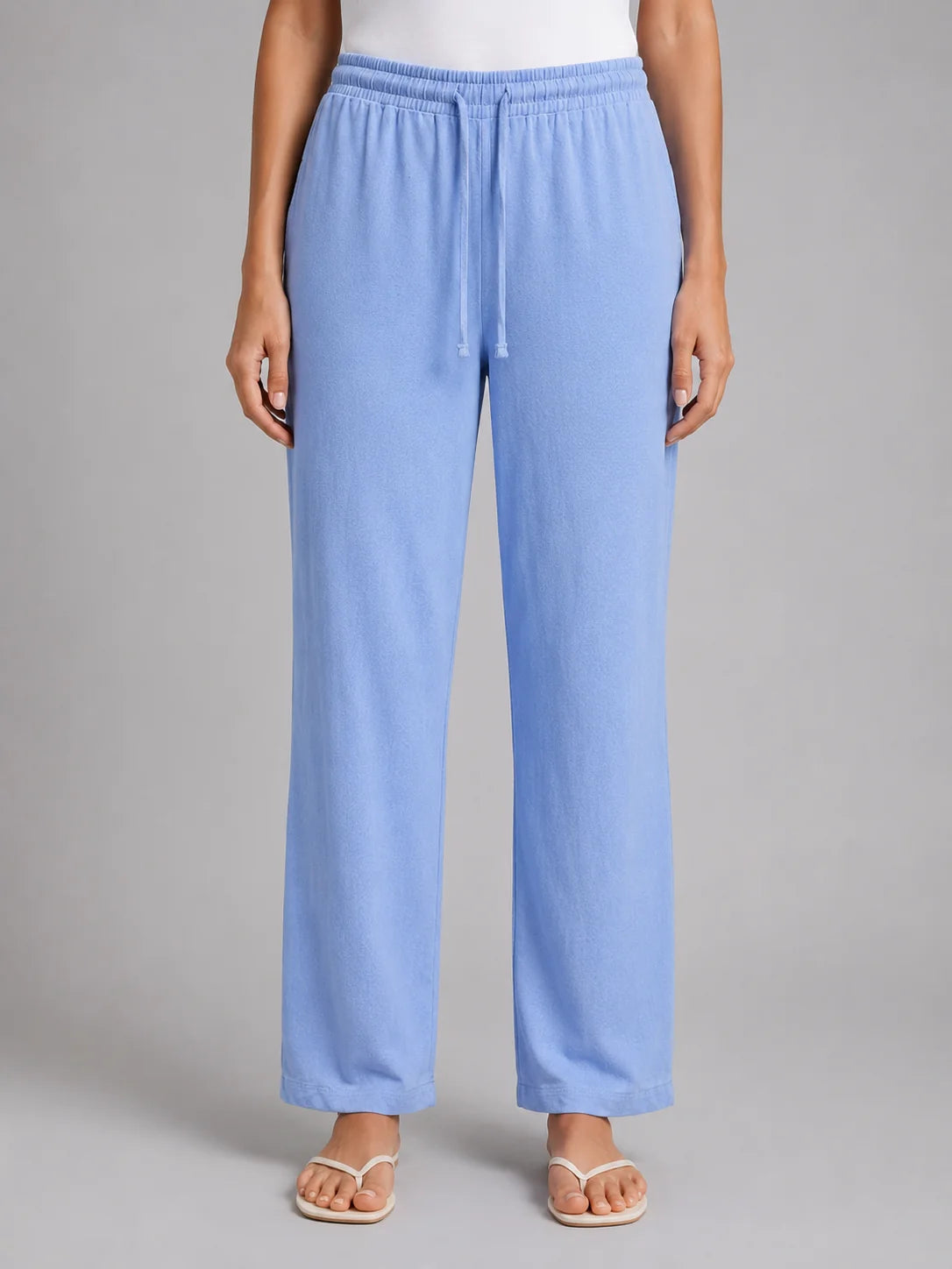 Knit Trousers with a Drawstring Waist and a Straight Leg