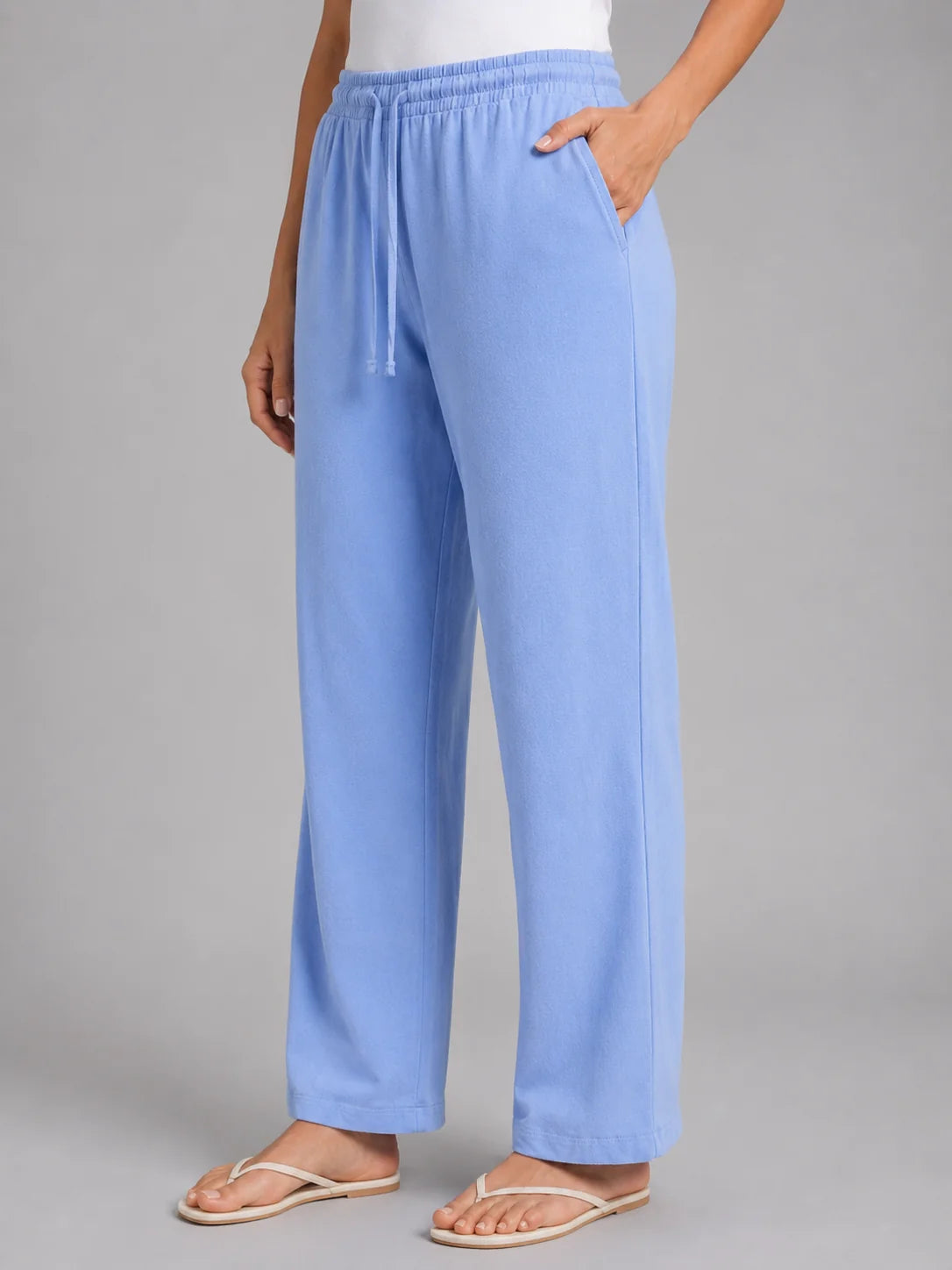 Knit Trousers with a Drawstring Waist and a Straight Leg