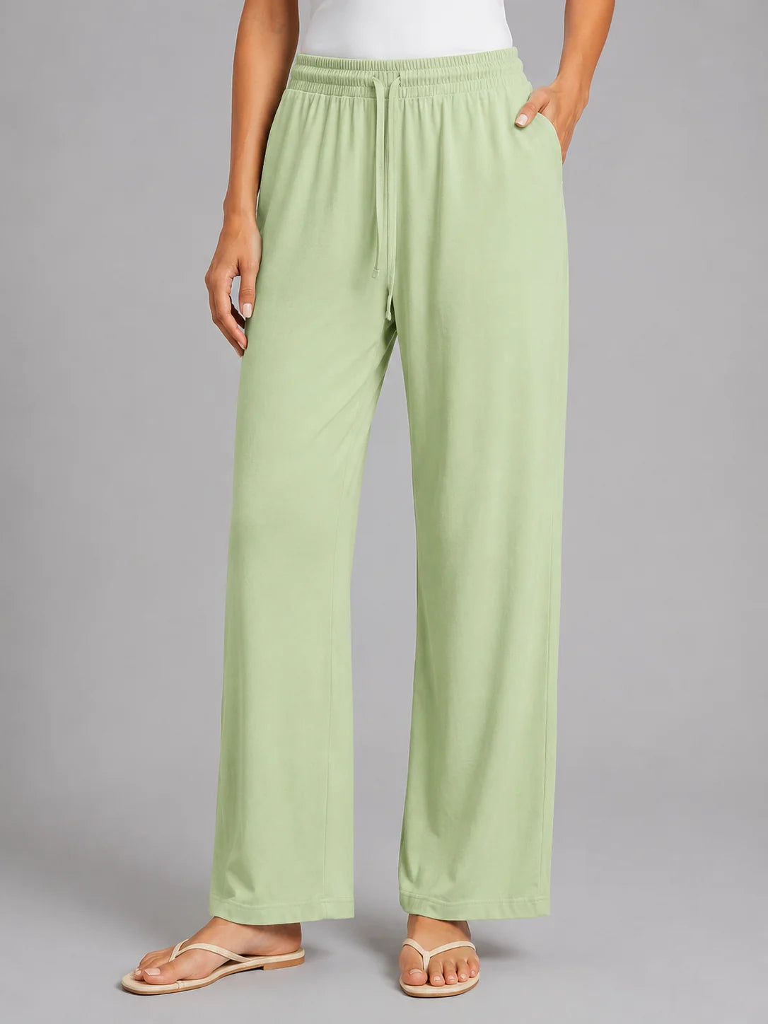 Knit Trousers with a Drawstring Waist and a Straight Leg