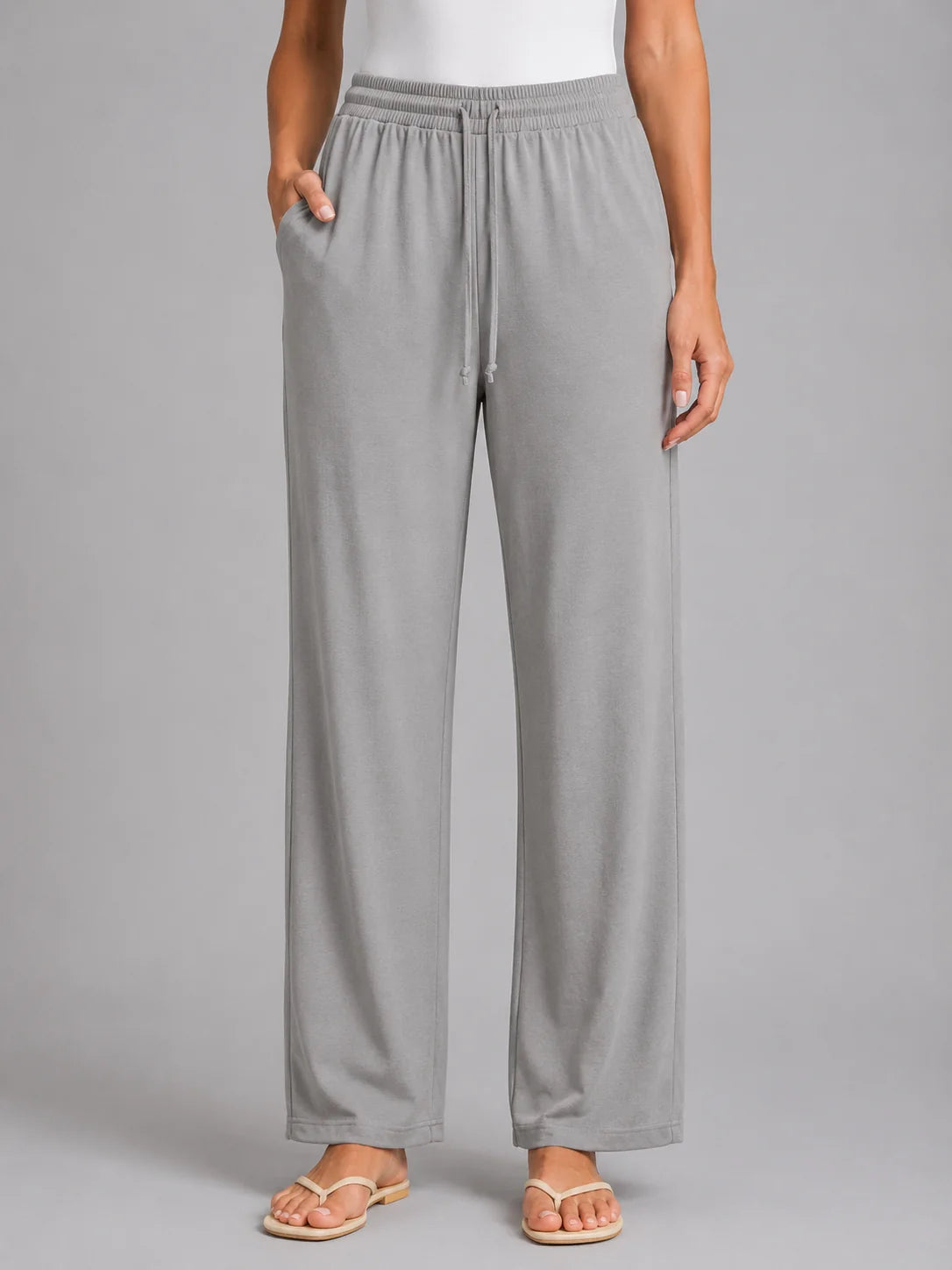Knit Trousers with a Drawstring Waist and a Straight Leg