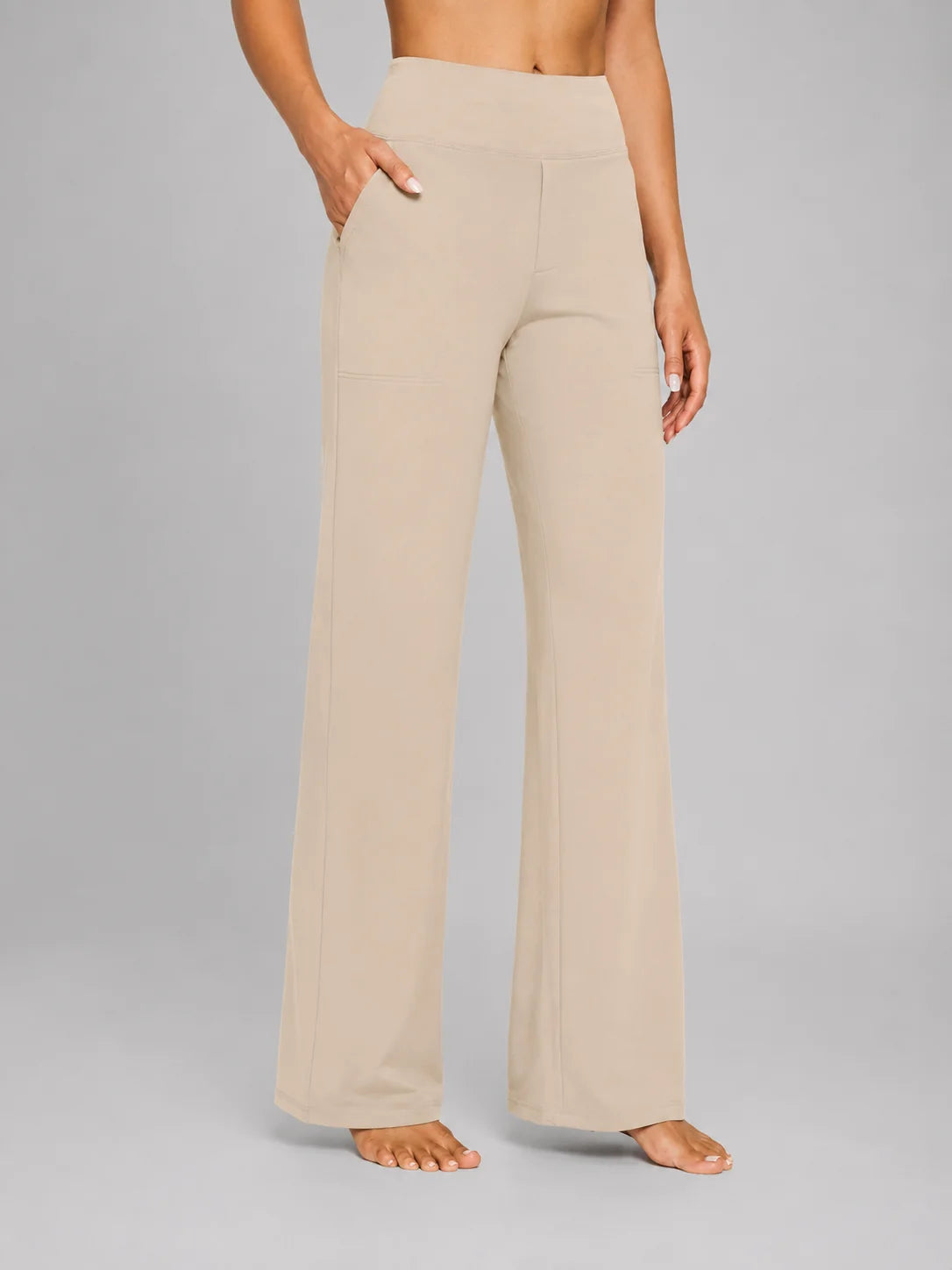 Knit Trousers with a Wide Waistband and Patch Pockets