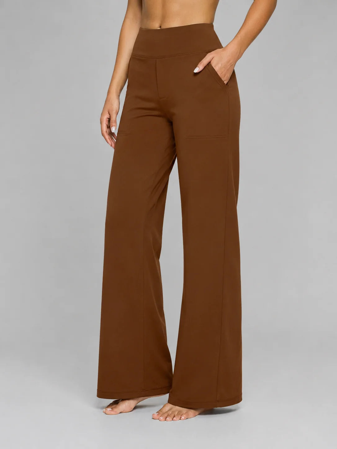 Knit Trousers with a Wide Waistband and Patch Pockets