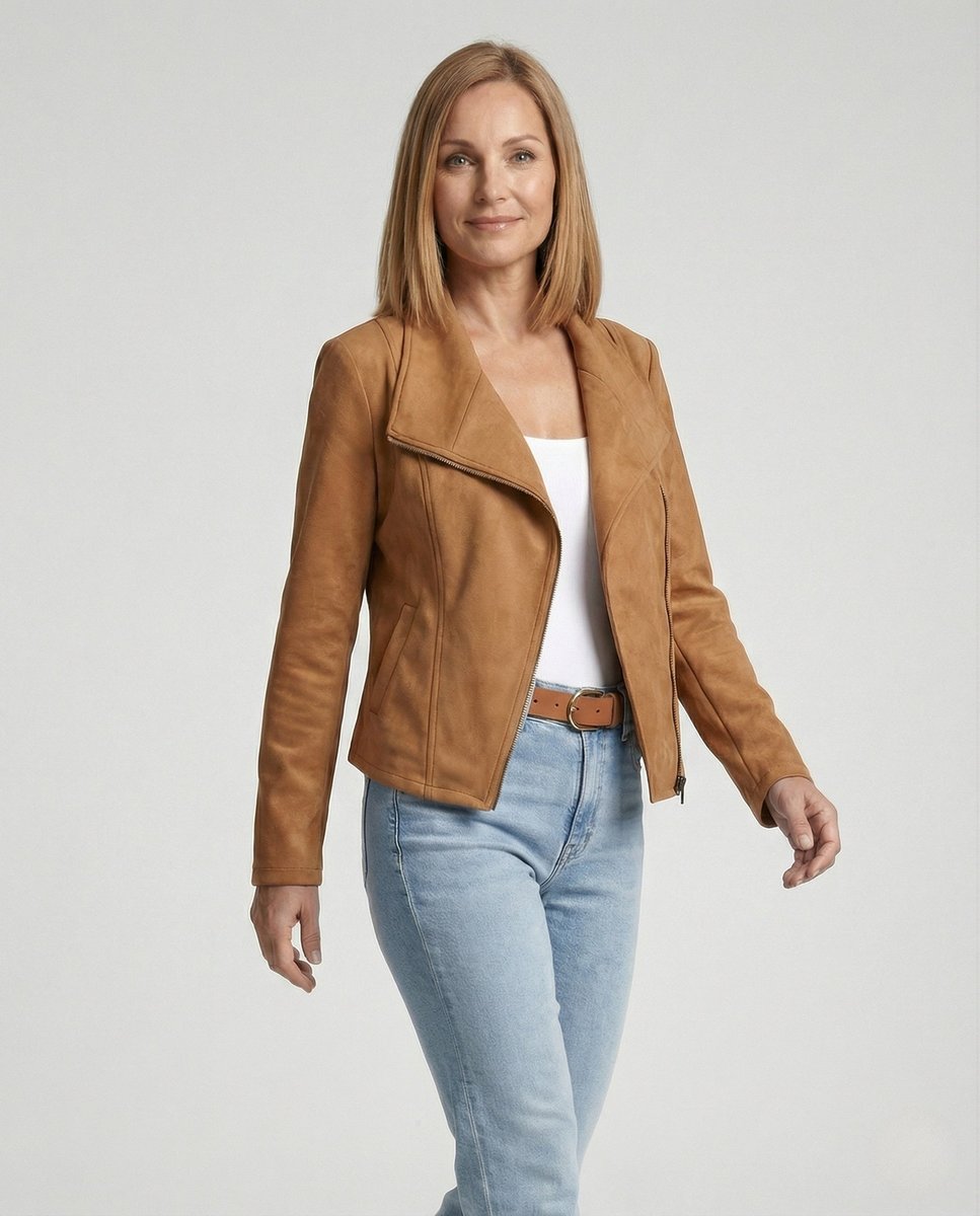 Tailored Biker Jacket with an Asymmetric Zip and Oversized Lapel 2