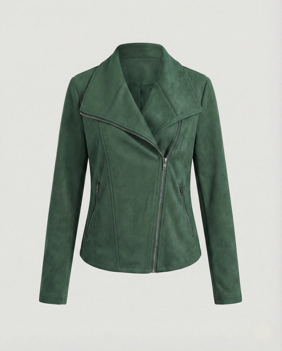 Tailored Biker Jacket with an Asymmetric Zip and Oversized Lapel 6