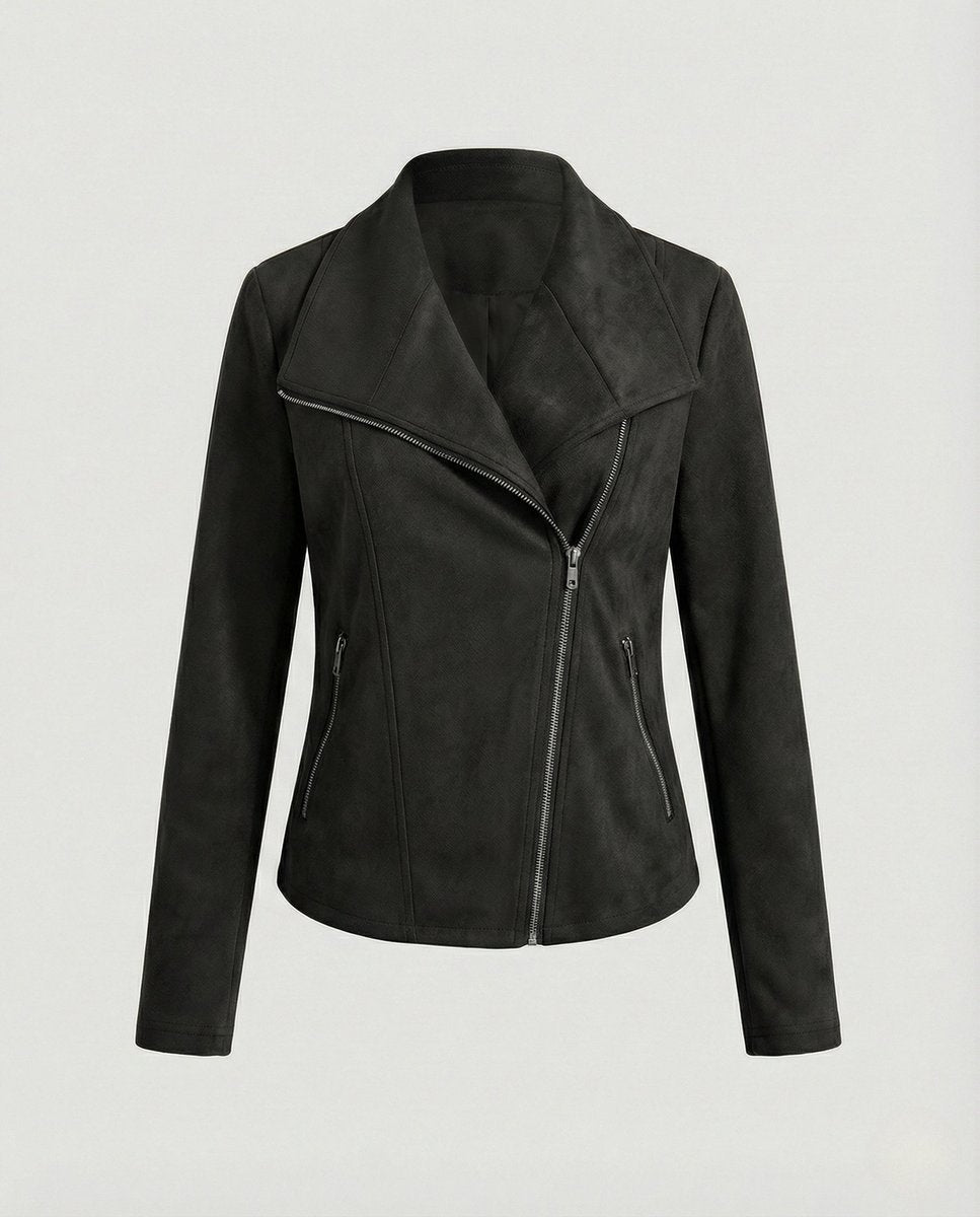 Tailored Biker Jacket with an Asymmetric Zip and Oversized Lapel 7