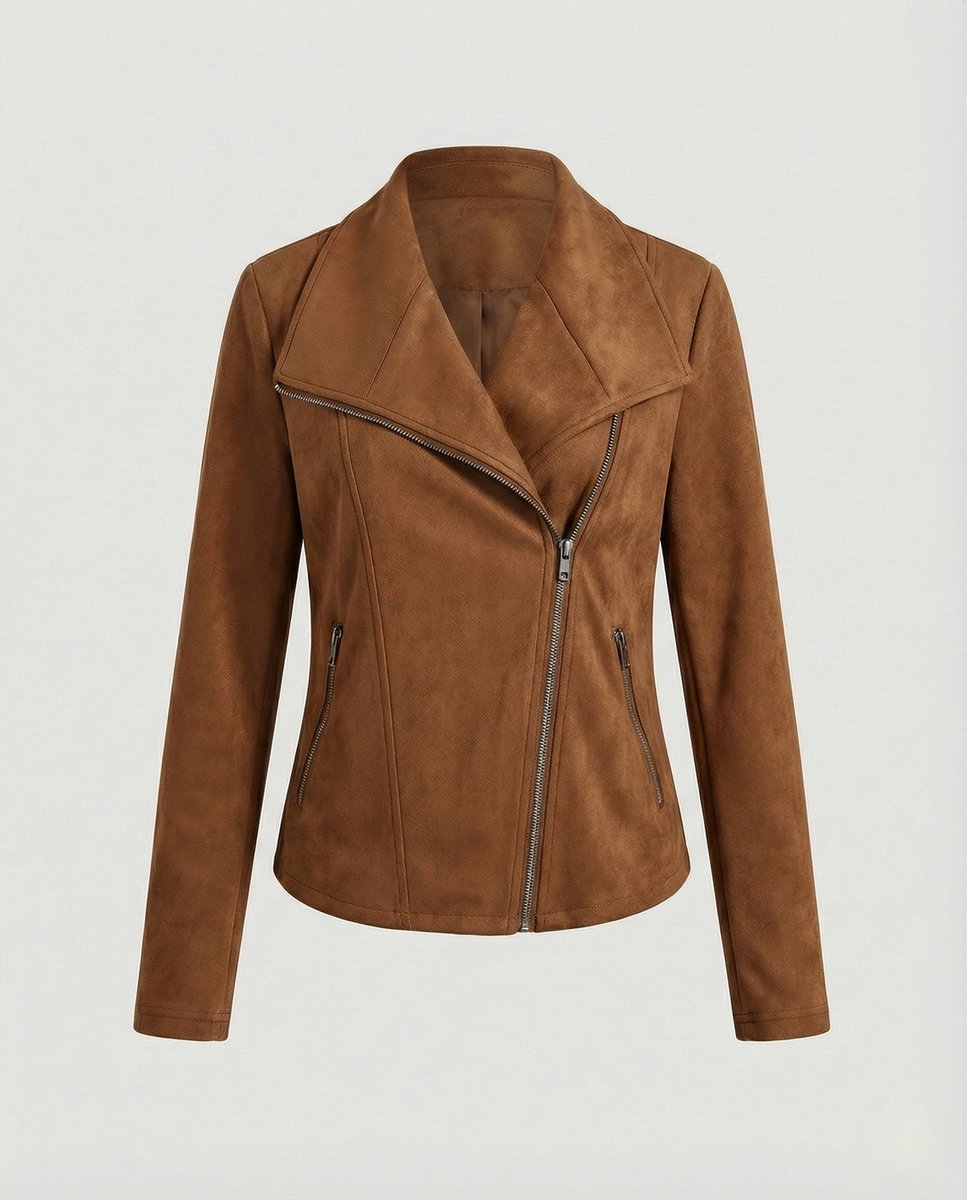 Tailored Biker Jacket with an Asymmetric Zip and Oversized Lapel 8
