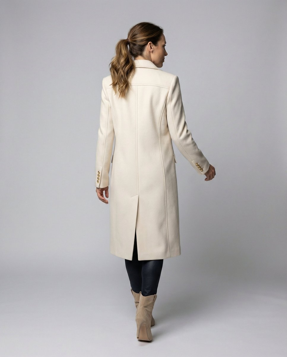 Tailored Midi Overcoat with Notched Lapels and a Double-Breasted Front 2