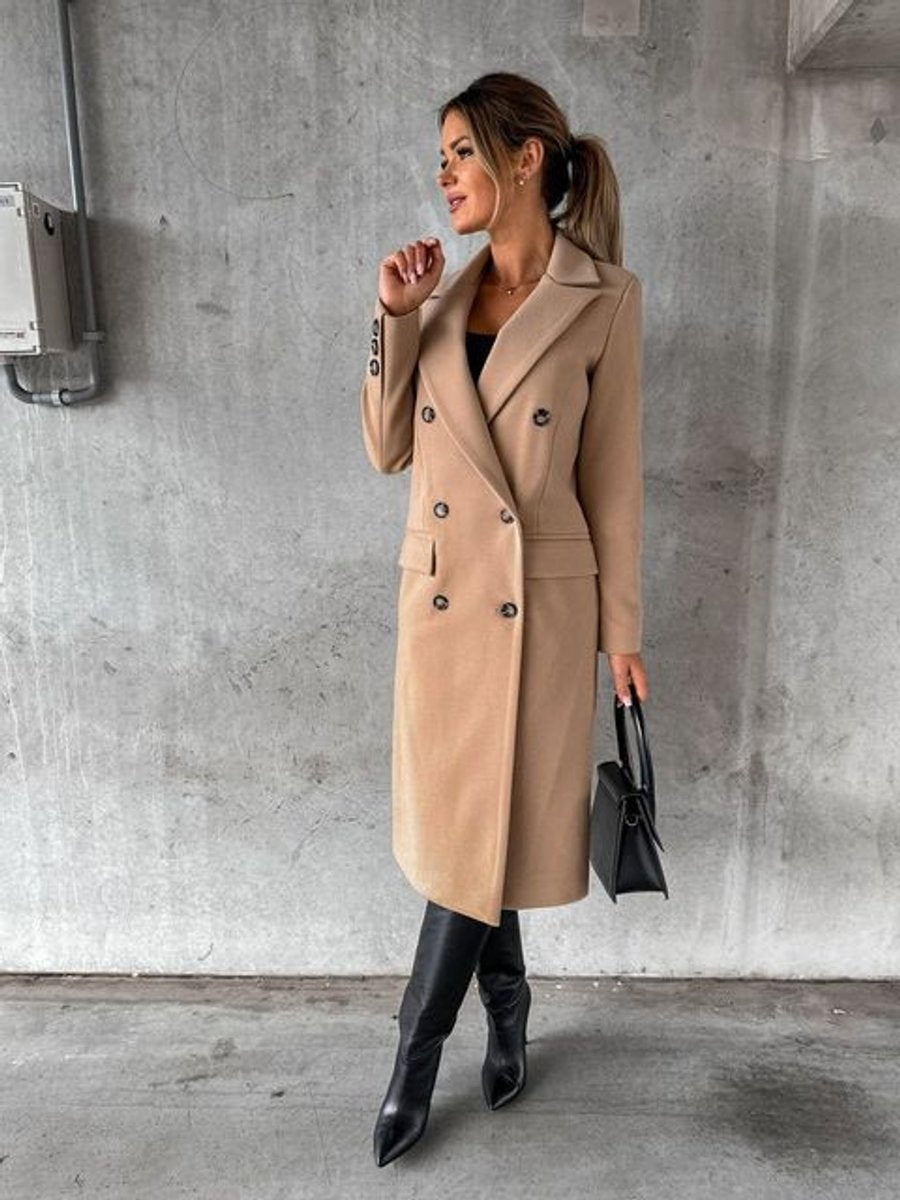 Tailored Midi Overcoat with Notched Lapels and a Double-Breasted Front 8