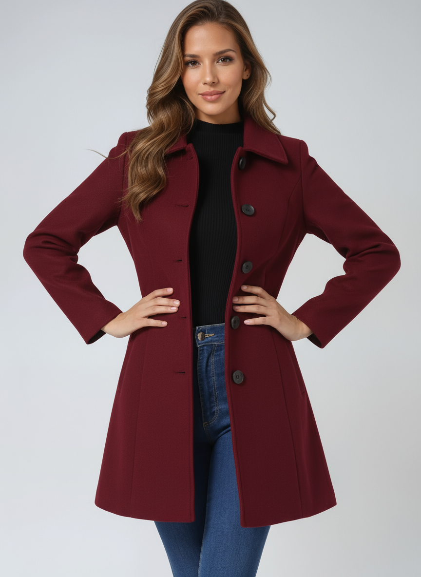 Tailored Trench Coat with a Classic Collar and Button Front 1