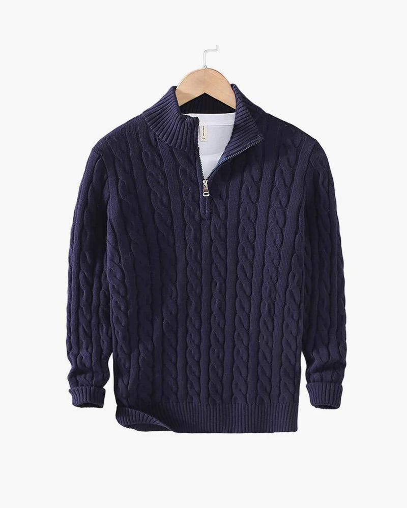 Talon Men's Half-Zip Sweater | Cable Knit Cotton, Tailored Fit 0