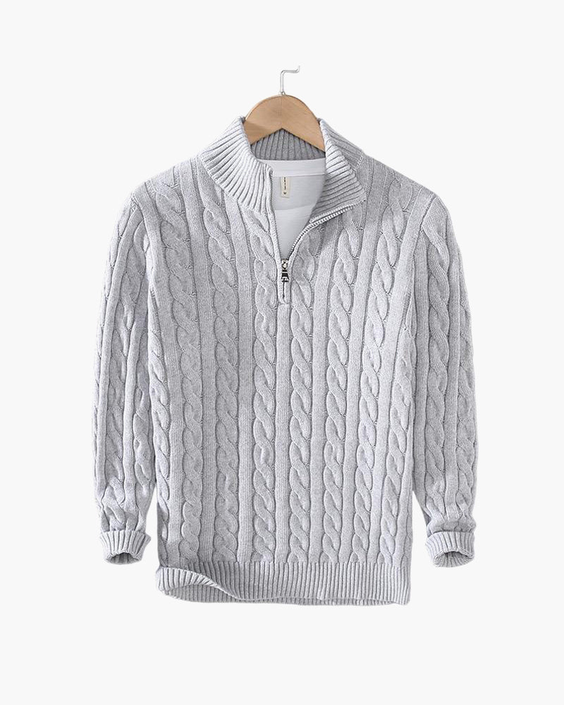 Talon Men's Half-Zip Sweater | Cable Knit Cotton, Tailored Fit 2