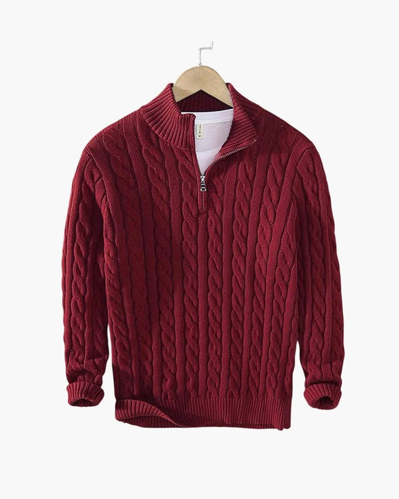 Talon Men's Half-Zip Sweater | Cable Knit Cotton, Tailored Fit 6