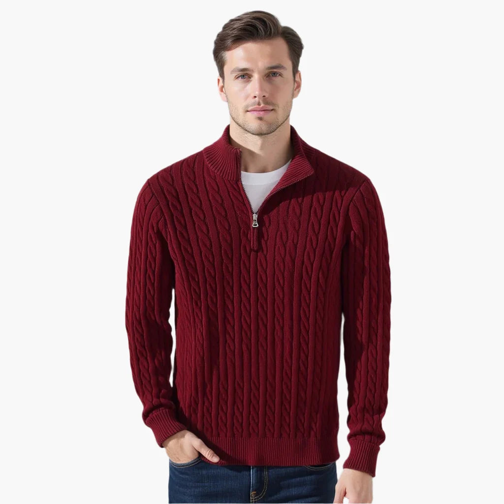 Talon Men's Half-Zip Sweater | Cable Knit Cotton, Tailored Fit 7