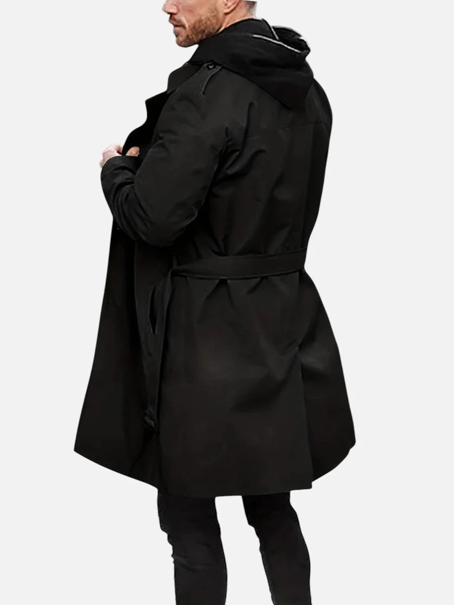 Thaddeus Men's Trench Coat | Double-Breasted, Structured Fabric, Navy or Black 6