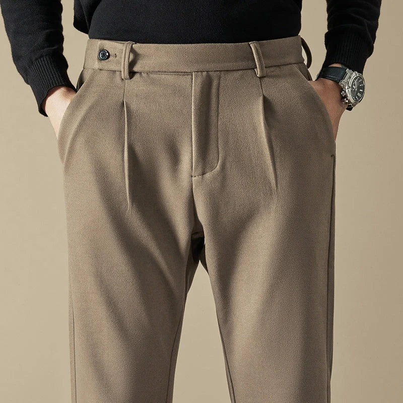 Vero Men's Trousers | Wool Blend, Slim Tapered with Double Front Pleats 0