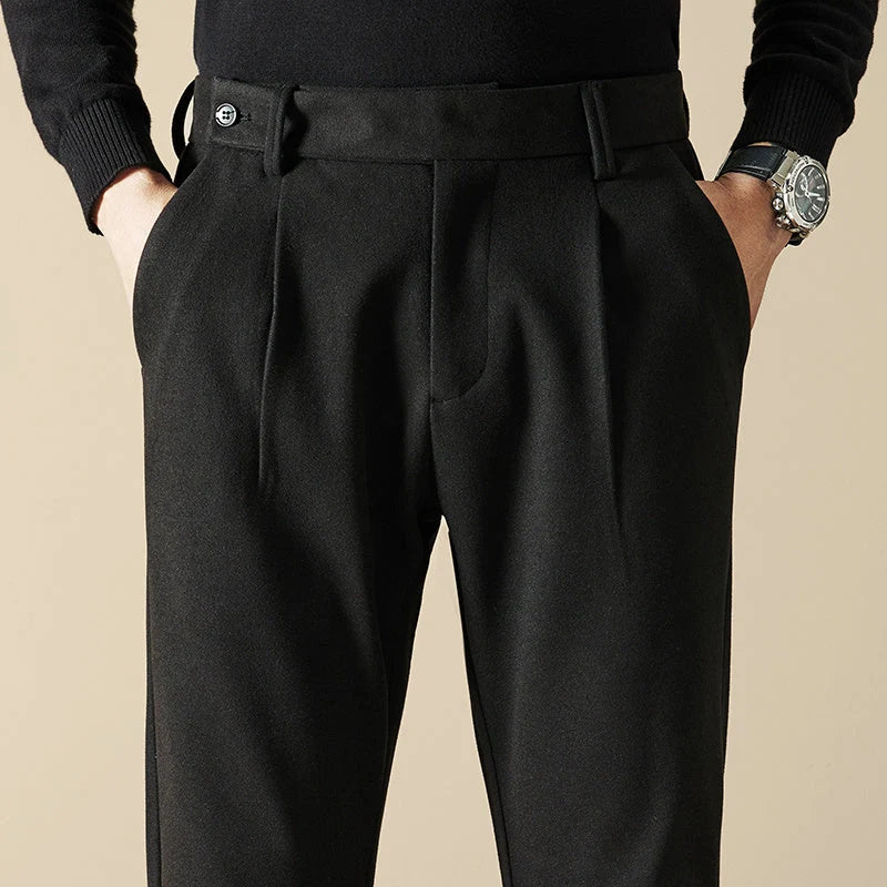 Vero Men's Trousers | Wool Blend, Slim Tapered with Double Front Pleats 1